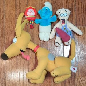 Vintage Stuffed Animal Bundle Rainbow Brite, Smurfs, Warheads and Rugrats